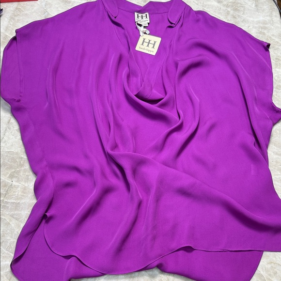 💜 Haute Hippie Silk Cowl Neck Blouse – Amethyst – NWT Size Large